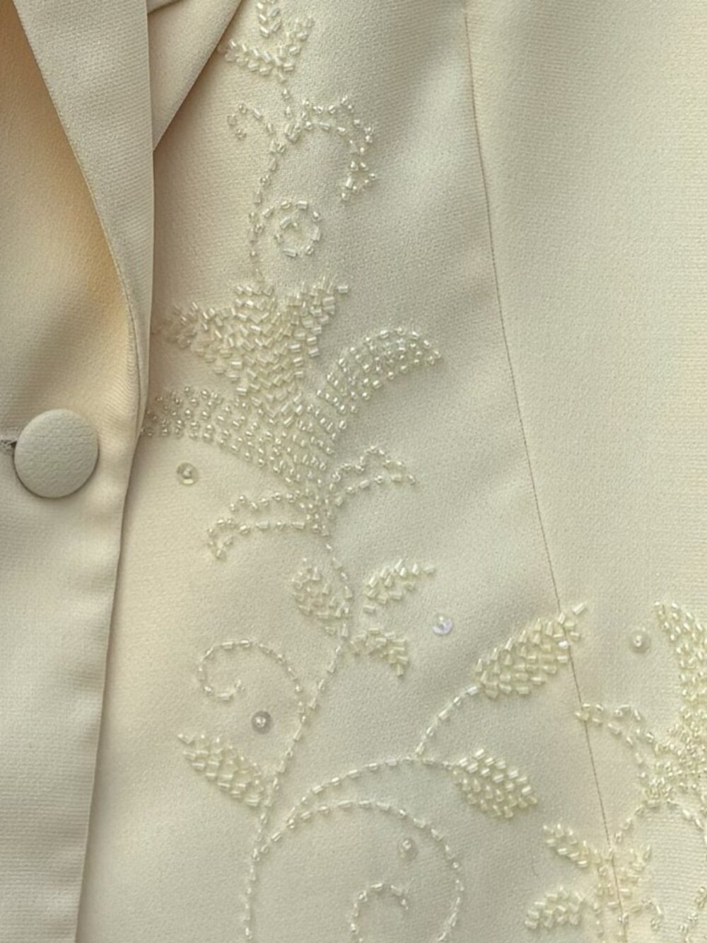 Vintage Beaded Ivory Maxie Klein Blazer & Skirt Set